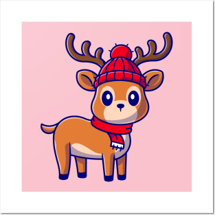 Cute Baby Deer Cartoon Posters and Art